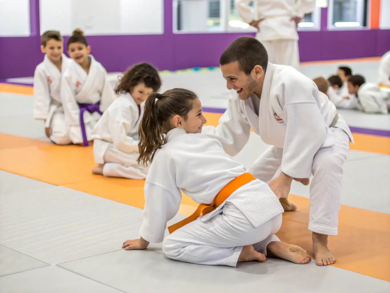 Judo Club Rochefortais members participating in a community event, such as a local festival or charity fundraiser, demonstrating the club's commitment to giving back.